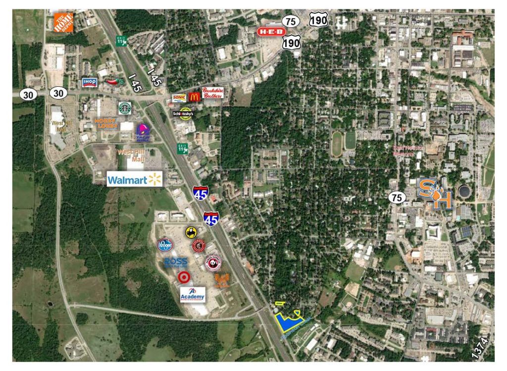 Robinson Way and I-45 Retail Map cropped with border
